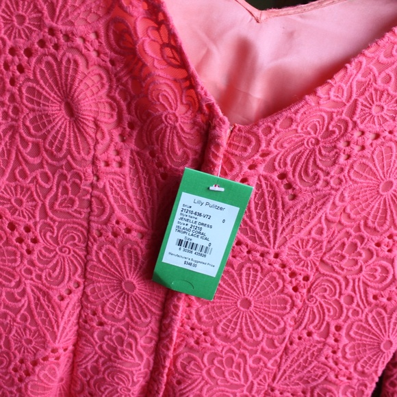 NEW! Lilly Pulitzer Island Coral Lace Dress Size 0 - Picture 5 of 11